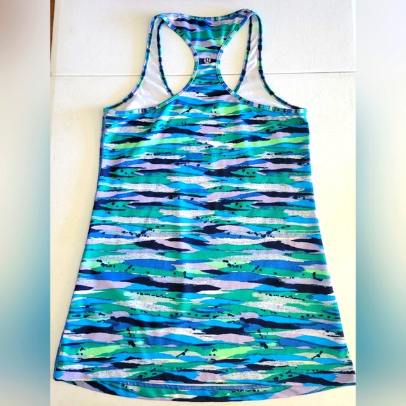 Lululemon Cool Racerback Tank Top Seven Wonders Multi Color Blue/Green Sz 8 - Picture 2 of 9